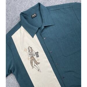Steady Clothing‎ Bowling Shirt Men's 2X Mai Tai Mirage Green USA